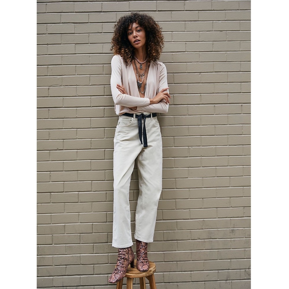 • fp corduroy cream dad jeans •